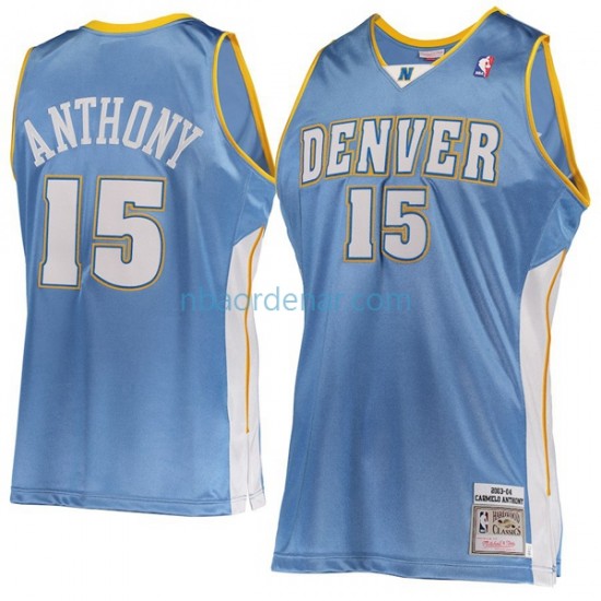Camiseta Denver Nuggets Carmelo Anthony 15 Hardwood Classics Azul Swingman