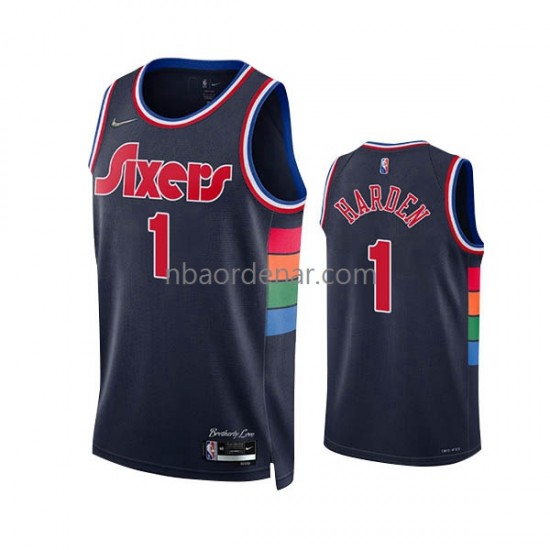 Camiseta Philadelphia 76ers James Harden 1 Nike 2022 City Edition Navy Swingman
