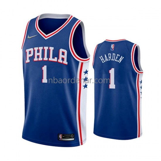 Camiseta Philadelphia 76ers James Harden 1 Nike 2022 Icon Edition Azul Swingman